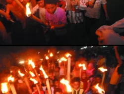 Rayakan Tahun Baru, Pawai Obor di Cikarang Utara Meriah